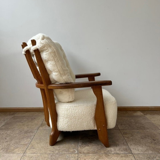 Image 1 of Eikenhouten fauteuil uit Mid Century Frankrijk, Guillerme et Chambron, 1960