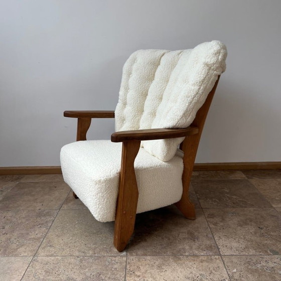 Image 1 of Eikenhouten fauteuil uit Mid Century Frankrijk, Guillerme et Chambron, 1960