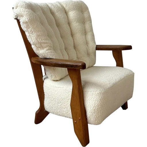 Eikenhouten fauteuil uit Mid Century Frankrijk, Guillerme et Chambron, 1960