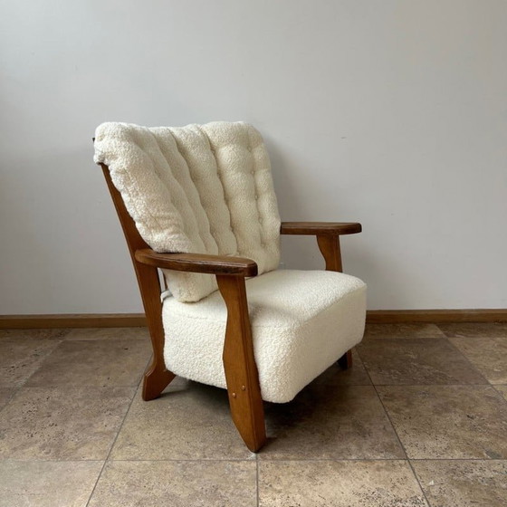 Image 1 of Eikenhouten fauteuil uit Mid Century Frankrijk, Guillerme et Chambron, 1960