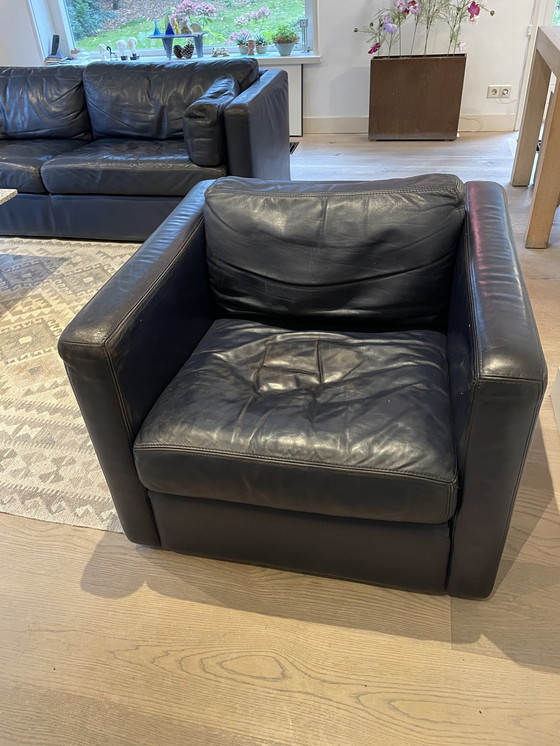 Image 1 of Perida Leren Bank, Fauteuil En Hardstenen Salontafel