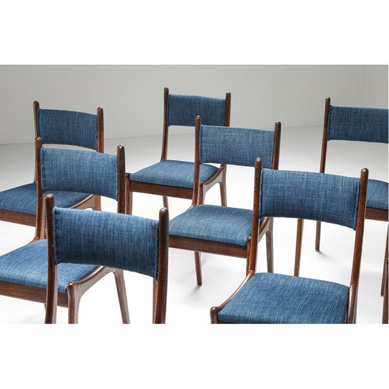 Image 1 of Set van 8 vintage gekleurde stoelen, België 1950