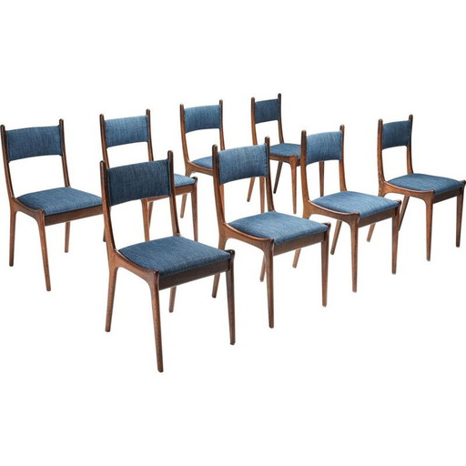 Set van 8 vintage gekleurde stoelen, België 1950