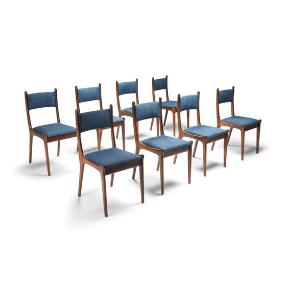 Image 1 of Set van 8 vintage gekleurde stoelen, België 1950