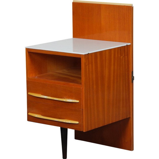 Vintage opaline glazen nachtkastje van Mojmir Pozar voor Up Zavody, Tsjecho-Slowakije 1960