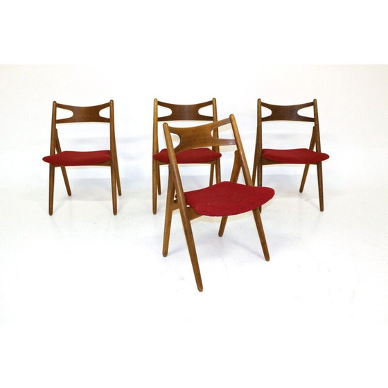 Image 1 of Set van 4 vintage eiken en teakhouten stoelen 1960