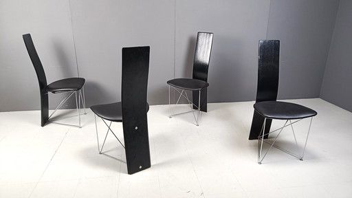 Set van 4 Concorde eetkamerstoelen met leren zittingen door Torstein Flatøy voor Bahus