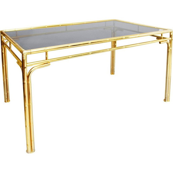 Image 1 of Vintage messing nep bamboe eettafel - jaren 1970