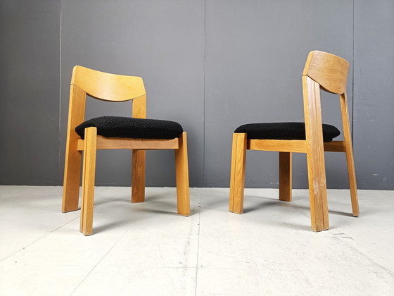 Image 1 of Vintage Brutalistische Eetkamerstoelen, set van 6, 1970S