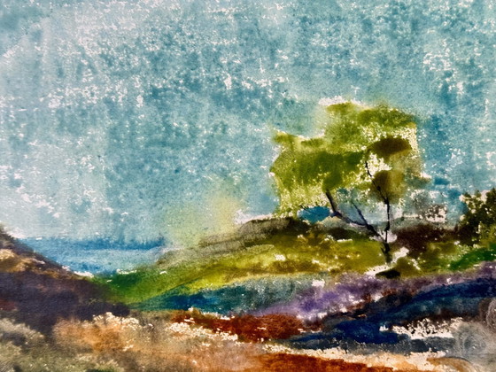 Image 1 of Aquarel Landschap. 1971.- Eugene Eechaut (1928-2019)