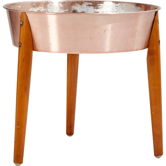 Image 1 of Vintage beuken en aluminium plantenhouder, Denemarken