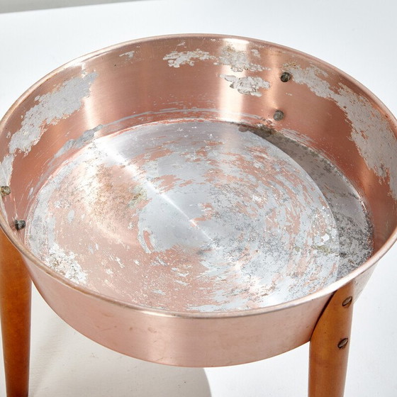 Image 1 of Vintage beuken en aluminium plantenhouder, Denemarken