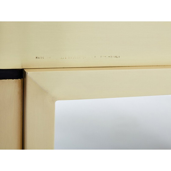 Image 1 of Paar vintage salontafels in geborsteld messing en staal van Giacomo Sinopoli voor Liwan's Rome, Italië 1970