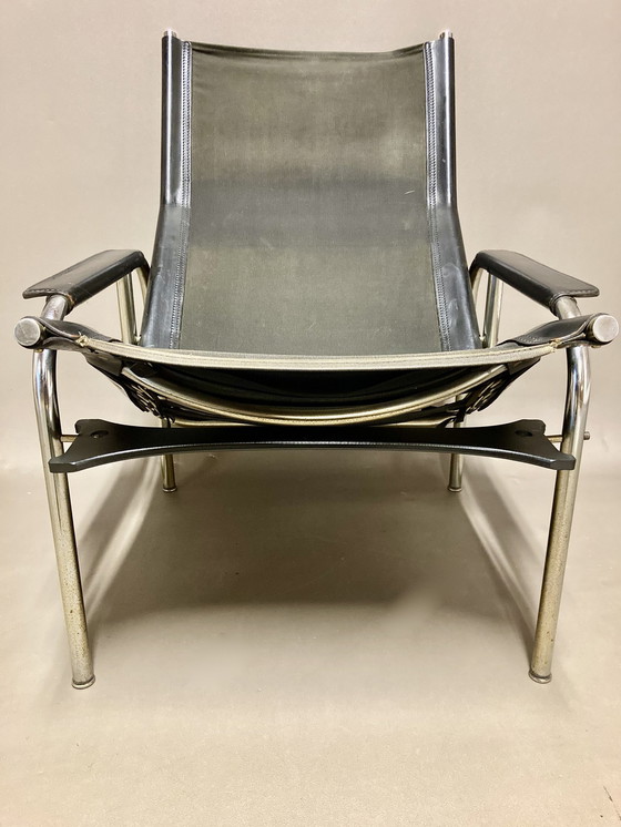 Image 1 of Paar zwart leren fauteuils Design 1960.