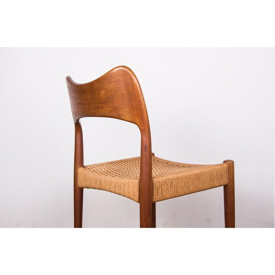 Image 1 of Set van 4 teakhouten en touw stoelen van Arne Hovmand Olsen voor Mogens Kold, Denemarken 1960