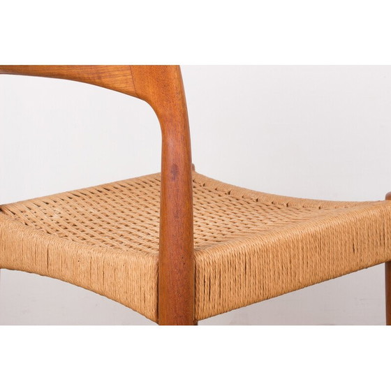 Image 1 of Set van 4 teakhouten en touw stoelen van Arne Hovmand Olsen voor Mogens Kold, Denemarken 1960