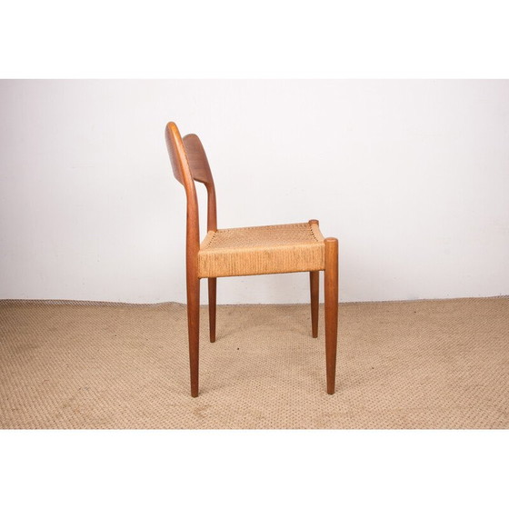 Image 1 of Set van 4 teakhouten en touw stoelen van Arne Hovmand Olsen voor Mogens Kold, Denemarken 1960