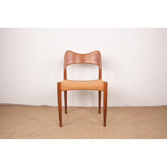 Image 1 of Set van 4 teakhouten en touw stoelen van Arne Hovmand Olsen voor Mogens Kold, Denemarken 1960