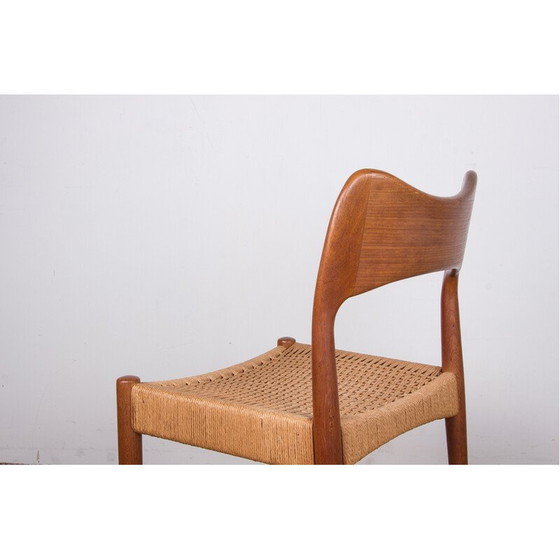 Image 1 of Set van 4 teakhouten en touw stoelen van Arne Hovmand Olsen voor Mogens Kold, Denemarken 1960