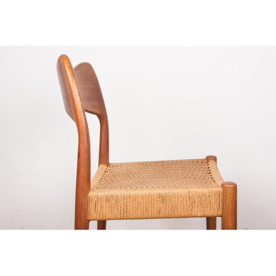 Image 1 of Set van 4 teakhouten en touw stoelen van Arne Hovmand Olsen voor Mogens Kold, Denemarken 1960