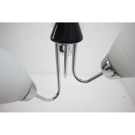 Image 1 of Vintage kroonluchter van glas en metaal door Lidokov, Tsjecho-Slowakije 1940