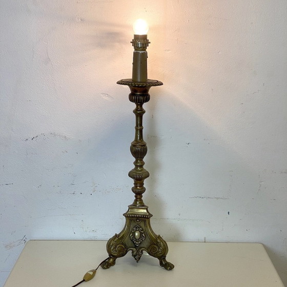 Image 1 of Bronzen lampstandaard