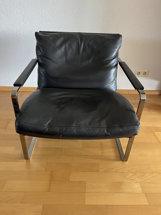 Image 1 of Walter Knoll Origineel Zwart Lederen Fabricius Fauteuil