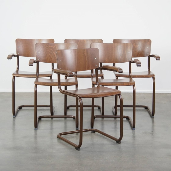 Image 1 of 6 X Vintage Thonet Design Eetkamer/Bijzet/Vergaderstoel