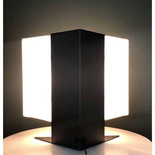 Vintage Accademia Tavolo lamp in wit gelakt metaal en witte stof van Cini Boeri voor Artemide, Italië 1978
