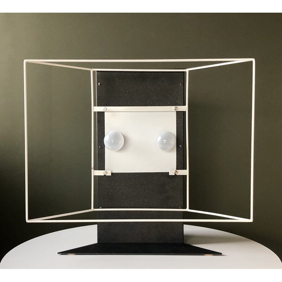 Image 1 of Vintage Accademia Tavolo lamp in wit gelakt metaal en witte stof van Cini Boeri voor Artemide, Italië 1978