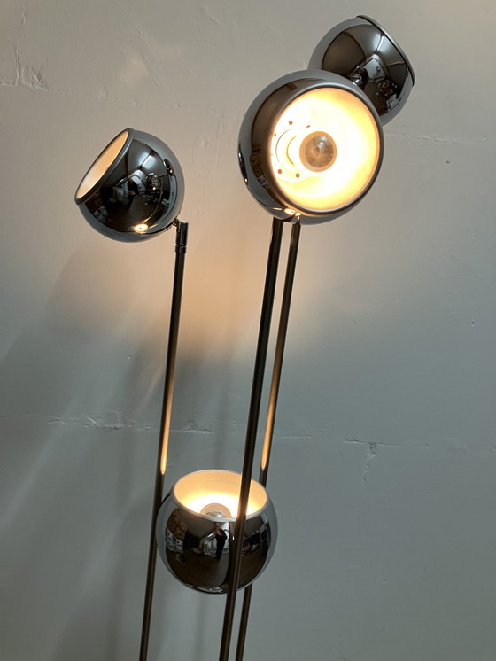 Image 1 of Space Age Eyeball Vintage Vloerlamp Met 4 Lichtpunten Chroom