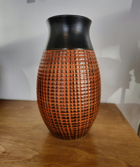 Image 1 of Bhör Keramik West Germany Oranje Bruin Vintage Vaas Vaasje