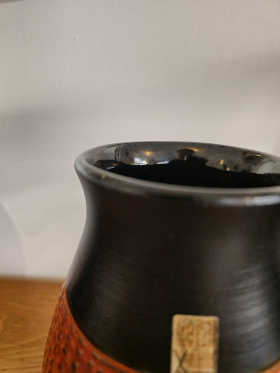 Image 1 of Bhör Keramik West Germany Oranje Bruin Vintage Vaas Vaasje