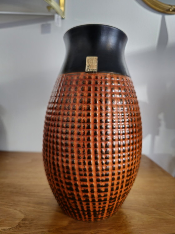 Image 1 of Bhör Keramik West Germany Oranje Bruin Vintage Vaas Vaasje