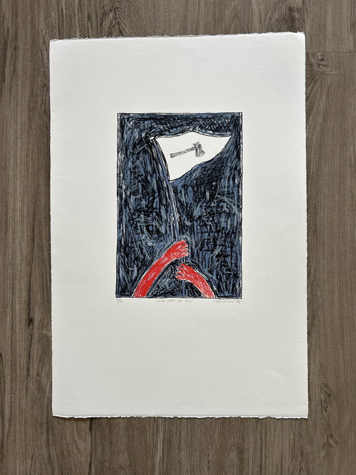 Lithografie Petra Dolleman - Vlag Voor De Bijl