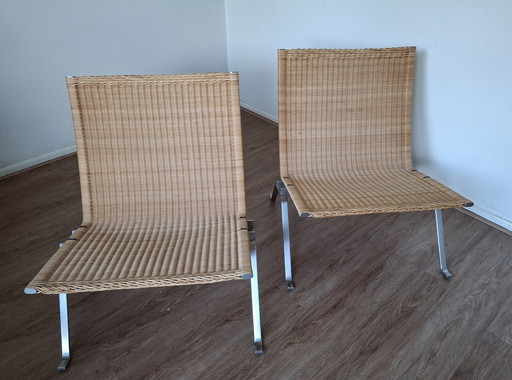 2x Poul Kjærholm Pk22 Rattan Fritz Hansen