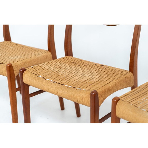 Image 1 of Set van 4 vintage "Gs61" papieren koordstoelen door Arne Wahl Iversen voor Glyngøre, Denemarken 1960