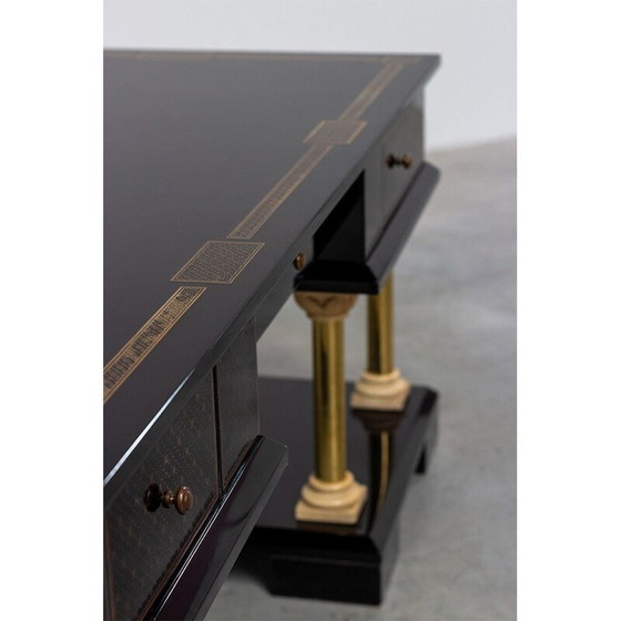 Image 1 of Vintage zwart gelakt houten bureau, 1986