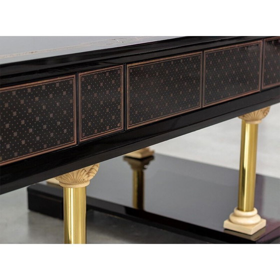 Image 1 of Vintage zwart gelakt houten bureau, 1986