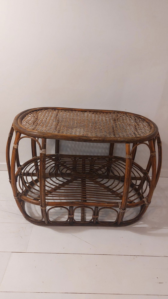 Image 1 of Vintage rotan, bamboe, manou ovale salontafel