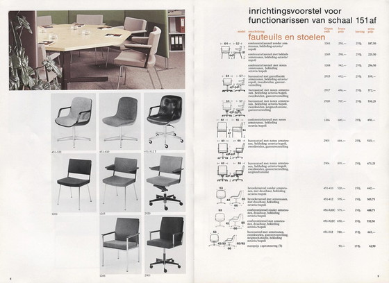 Image 1 of Gispen Gi3 serie (met noten armleuningen) vergaderstoelen  door A.R. Cordemeyer