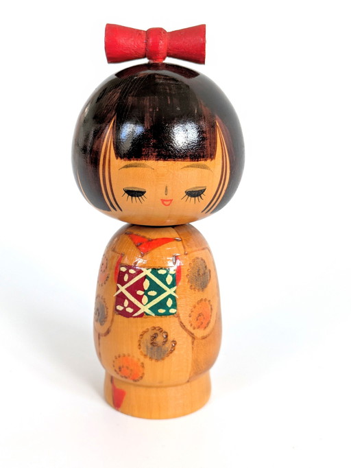 Vintage Kokeshi pop | Handbeschilderd Hout | Japan