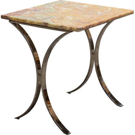 Image 1 of Vintage chromen tafel met onyx marmeren blad, 1970
