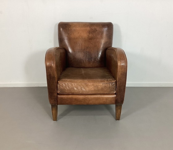 Image 1 of Vintage Schaapsleren Club Fauteuil Stoel Chair 