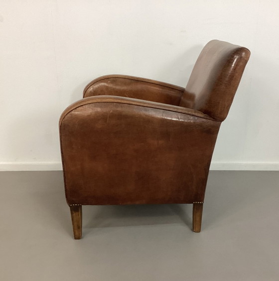 Image 1 of Vintage Schaapsleren Club Fauteuil Stoel Chair 