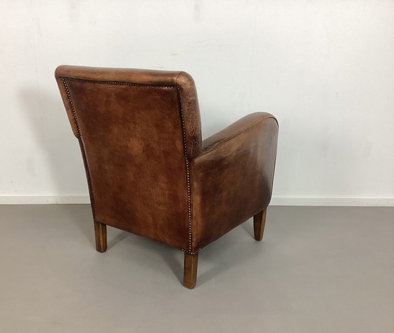 Image 1 of Vintage Schaapsleren Club Fauteuil Stoel Chair 