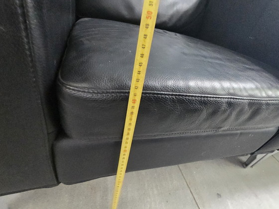 Image 1 of Zwart Leren Fauteuil 4 Stuks