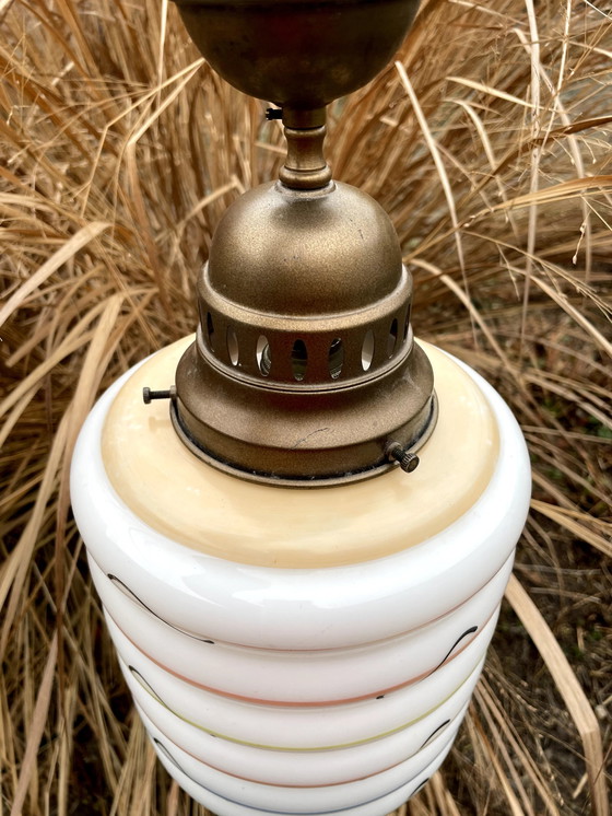 Image 1 of Zeldzame glazen lamp uit de jaren 1930