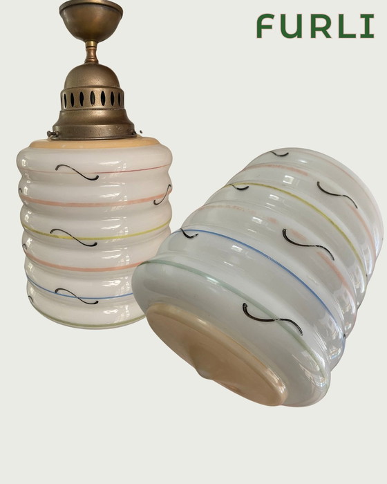 Image 1 of Zeldzame glazen lamp uit de jaren 1930