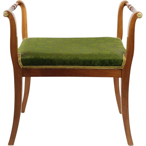 Vintage pianokruk met zijden stof en mahonie, Frans 1840